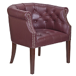 Кресло низкое из натуральной кожи на 4-х деревянных ножках из массива бука Chloe Leather Armchair vine варинант исполнения - 1 | Loft Concept в Саратове