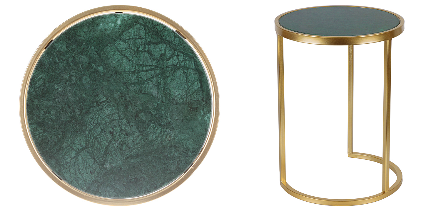 Приставной стол Round Table Marble gold зеленый мрамор Приставной стол Round Table Marble gold зеленый мрамор - Loft-Concept в Саратове