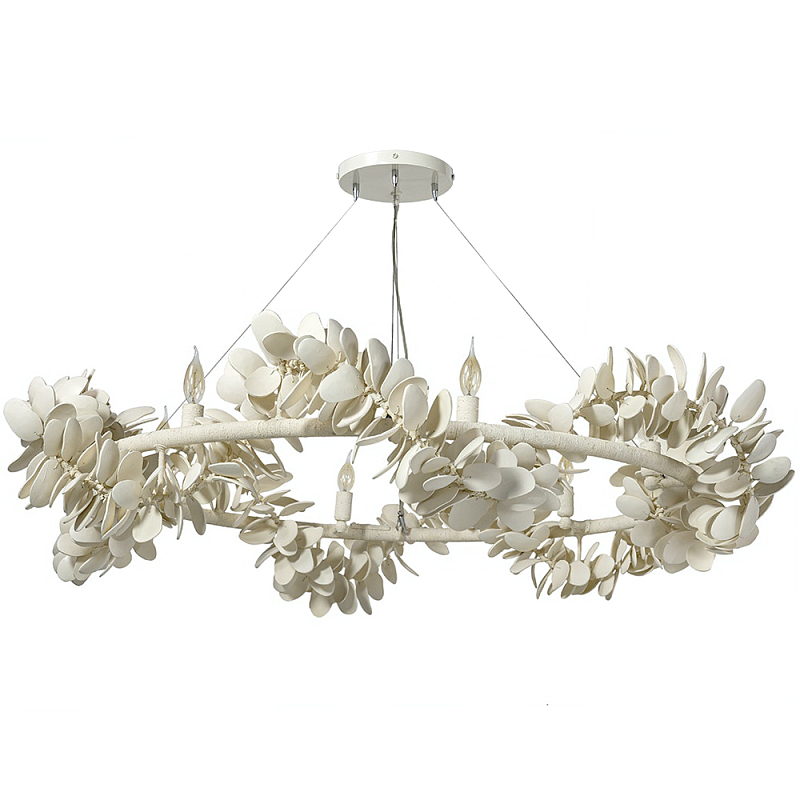 Люстра White Bionic Petals Flo Ring Chandelier Молочный Белый Люстра White Bionic Petals Flo Ring Chandelier Молочный Белый в Саратове | Loft Concept