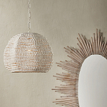 Подвесной светильник в форме купола с декором из круглых деревянных бусин White Wooden Beads Chandelier варинант исполнения - 4 | Loft Concept в Саратове