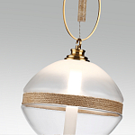 Подвесной светильник с круглым прозрачным плафоном и декоративной каменной вставкой Tectona  варинант исполнения - 5 | Loft Concept в Саратове