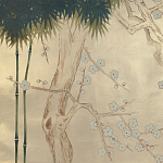 Обои ручная роспись Bamboo River Blossom Original colourway on Brushed Gold gilded paper варинант исполнения - 2 | Loft Concept в Саратове