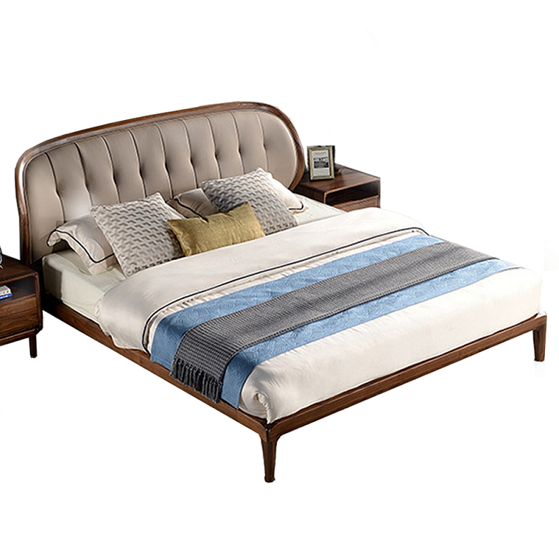 Кровать двуспальная с мягким округлым изголовьем Walnut Bed Орех Кровать двуспальная с мягким округлым изголовьем Walnut Bed Орех в Саратове | Loft Concept