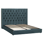 Кровать двуспальная зеленая с основанием из массива дерева с мягким изголовьем Velour Beds варинант исполнения - 1 | Loft Concept в Саратове