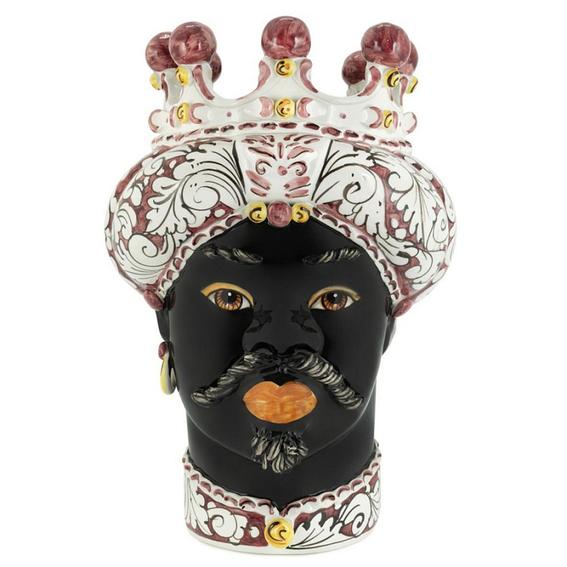 Ваза Vase Moro Man Ornate Bordeaux Черный Бордовый Белый в Саратове | Loft Concept 