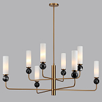 Люстра на штанге с 8-ю цилиндрическими матовыми плафонами и шарами из камня Orb Essence варинант исполнения - 6 | Loft Concept в Саратове