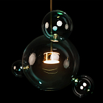 Подвесной светильник с прозрачными бирюзовыми стеклянными шарами и золотыми деталями Диаметр 43 Giopato & Coombes варинант исполнения - 6 | Loft Concept в Саратове