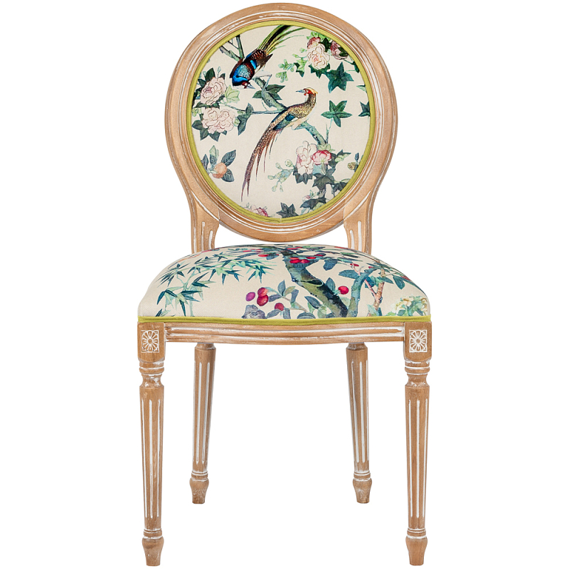 Стул из массива бука бежевый с изображением птиц и цветов Beige Green Chinoiserie Rose Garden Chair Мульти Бежевый Салатовый Стул из массива бука бежевый с изображением птиц и цветов Beige Green Chinoiserie Rose Garden Chair Мульти Бежевый Салатовый в Саратове | Loft Concept