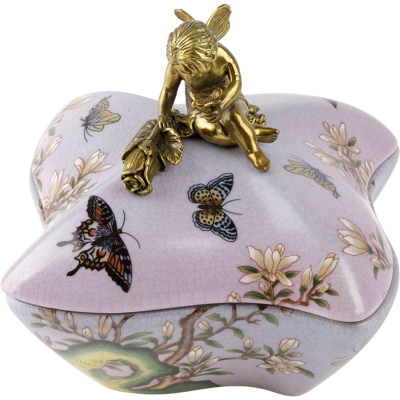 Фарфоровая шкатулка Butterflies and an angel Бронза Белый Розовый Зеленый Фарфоровая шкатулка Butterflies and an angel Бронза Белый Розовый Зеленый в Саратове | Loft Concept