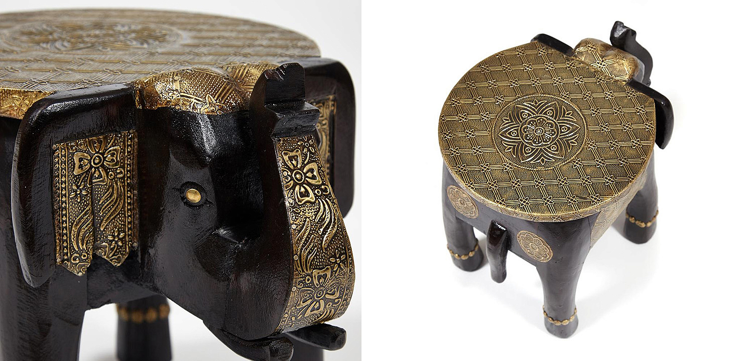 Журнальный стол Antique Indian Brass Mango Wood Elephant Table Журнальный стол Antique Indian Brass Mango Wood Elephant Table - Loft-Concept в Саратове
