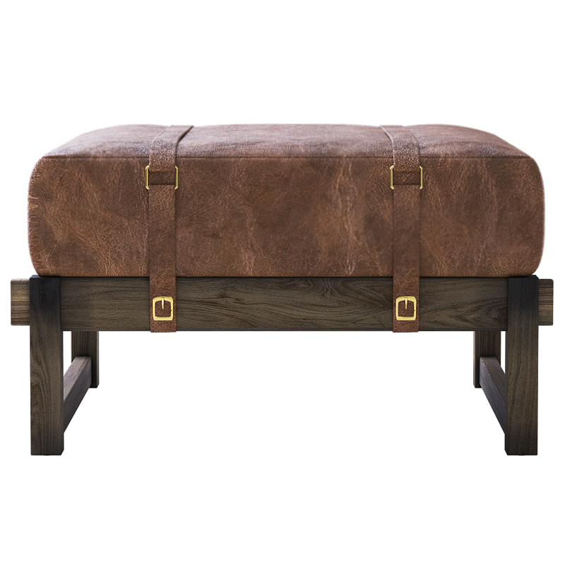 Пуф Duncan винтажная коричневая кожа  Коричневый винтаж в Саратове | Loft Concept 