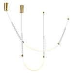 Подвесной светильник с 3-мя изогнутыми плафонами и белыми декоративными шариками PEARLS Suspension варинант исполнения - 4 | Loft Concept в Саратове