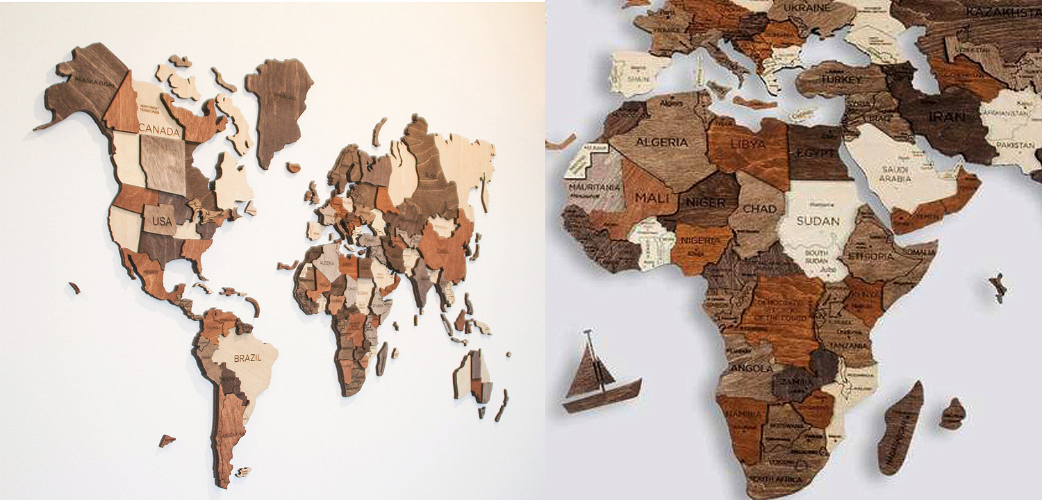 Аксессуар на стену Wooden World Map Аксессуар на стену Wooden World Map - Loft-Concept в Саратове