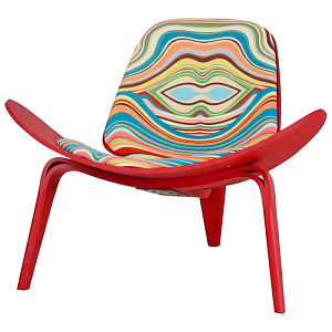 Дизайнерское кресло Shell Chair CH07 Ткань с цветным принтом