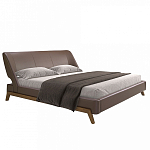 Кровать двуспальная с изголовьем из экокожи шоколадно-коричневого цвета Modern Look варинант исполнения - 1 | Loft Concept в Саратове