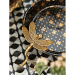 Блюдо черного цвета из фрафора на бронзовых ножках в виде стрекоз Eden Garden варинант исполнения - 5 | Loft Concept в Саратове