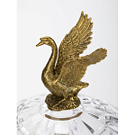 Конфетница из прозрачного рельефного стекла с ручками в виде стрекоз и фигуркой лебедя Eden Garden варинант исполнения - 3 | Loft Concept в Саратове