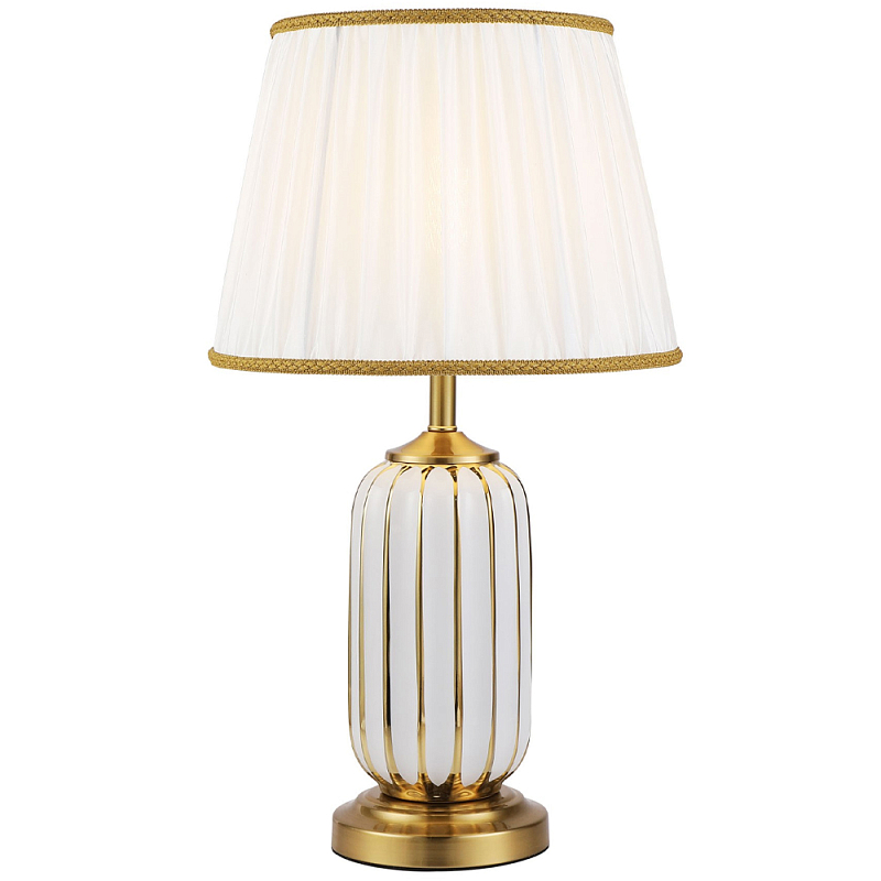 Настольная лампа с абажуром Terenzio White Table Lamp Белый Золотой Настольная лампа с абажуром Terenzio White Table Lamp Белый Золотой в Саратове | Loft Concept