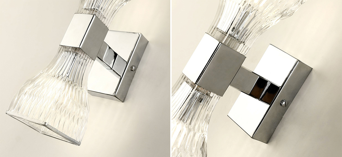 Бра с двумя плафонами из рельефного стекла GLASS HORN Chrome Бра с двумя плафонами из рельефного стекла GLASS HORN Chrome - Loft-Concept в Саратове
