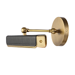 Светильник для картин цвет винтажная латунь с прямоугольным плафоном из кожи черного цвета Alora варинант исполнения - 2 | Loft Concept в Саратове