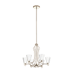 Люстра цвета никель с 6-ю рифлеными стеклянными плафонами и изогнутым каркасом Kichler варинант исполнения - 2 | Loft Concept в Саратове