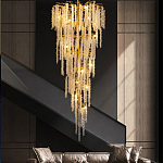 Люстра многоярусная с каркасом из металла и прозрачными подвесками FAIRYTREE Light варинант исполнения - 3 | Loft Concept в Саратове