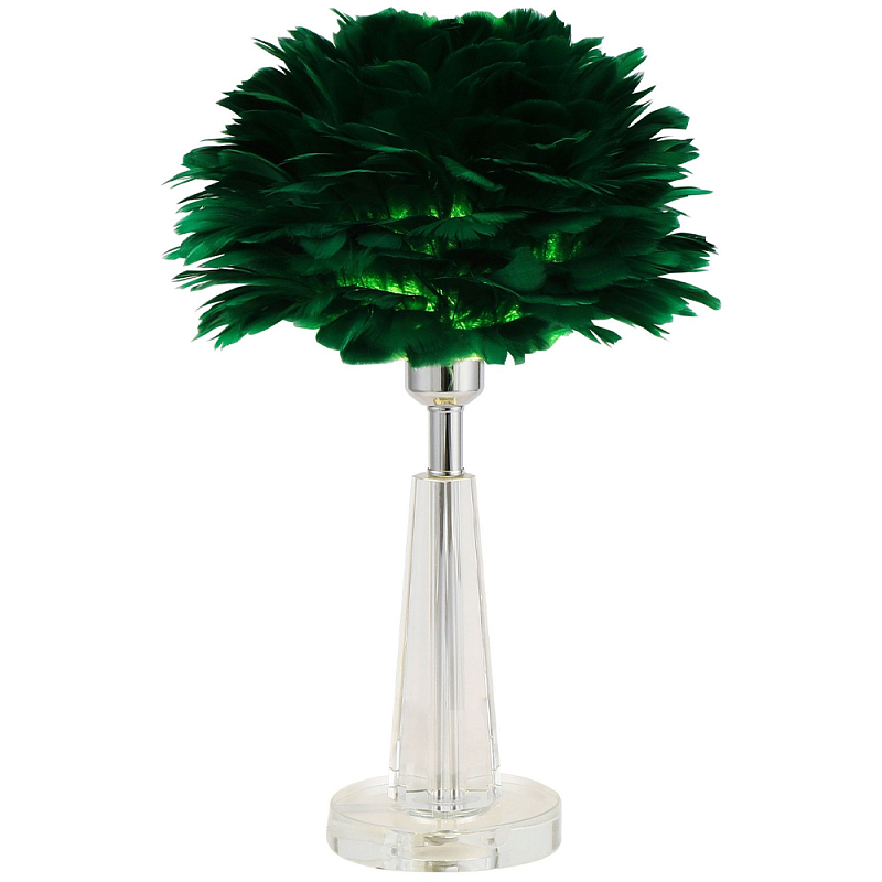 Настольная лампа с перьями Plumage Green Table Lamp Зеленый Прозрачный Хром Настольная лампа с перьями Plumage Green Table Lamp Зеленый Прозрачный Хром в Саратове | Loft Concept