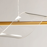 Люстра линейная золотистого цвета с двумя прозрачными волнистыми элементами Wave Line варинант исполнения - 9 | Loft Concept в Саратове