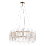 Люстра подвесная круглая с прозрачными хрустальными трубками и золотистым каркасом Диаметр 60 см Hexagon Tube Light варинант исполнения - 1 | Loft Concept в Саратове