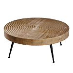 Журнальный столик с круглой фактурной столешницей из натурального дерева Vortex варинант исполнения - 1 | Loft Concept в Саратове