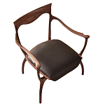 Стул деревянный с мягким сиденьем из коричневой натуральной кожи Moon Walnut Furniture варинант исполнения - 13 | Loft Concept в Саратове