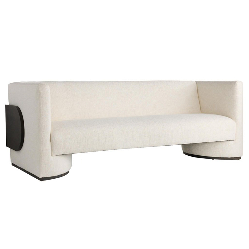 Трехместный диван Florida Sofa с элегантным деревянным декором Белый Черный Трехместный диван Florida Sofa с элегантным деревянным декором Белый Черный в Саратове | Loft Concept