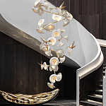 Люстра каскадная из белых цветов каллы и птичек Refined Taste of Light варинант исполнения - 2 | Loft Concept в Саратове