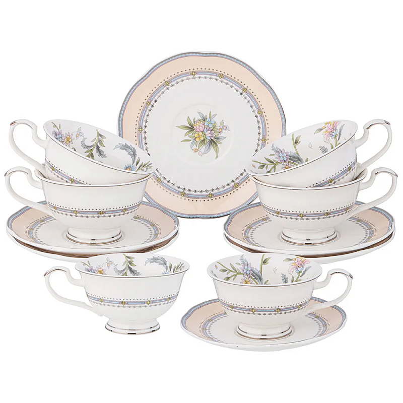 Чайный сервиз из фарфора на 6 персон 12 предметов Tea Flower Set Мульти в Саратове | Loft Concept 