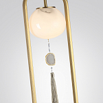 Торшер с шарообразным плафоном из белого стекла с подвеской из камня и длинной кисточкой Agatelle варинант исполнения - 4 | Loft Concept в Саратове