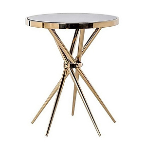 Обеденный стол с чёрной круглой столешницей на золотых ножках Rive Gauche Table
