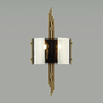 Бра с изогнутым плафоном на бронзовом основании с вертикальным декором из металлических трубок Sohne варинант исполнения - 3 | Loft Concept в Саратове