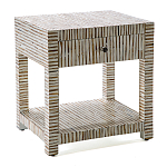 Тумбочка прикроватная Vancouver Bone Inlay Bedside Beige варинант исполнения - 1 | Loft Concept в Саратове