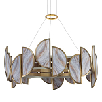 Люстра круглая с полукруглыми плафонами из искусственного алебастра в бронзовой оправе Marbella варинант исполнения - 1 | Loft Concept в Саратове