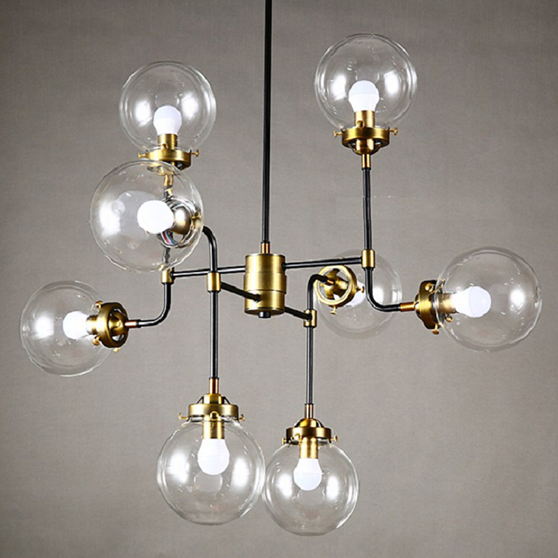 Люстра Бистро Globe Clear Glass Chandelier 8 Черный в Саратове | Loft Concept 