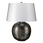 Настольная лампа с круглым фарфоровым основанием ручной работы с покрытием глазурью и белым абажуром из искусственного шелка Elstead Lighting варинант исполнения - 1 | Loft Concept в Саратове