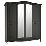 Шкаф черный четырехдверный из массива бука с зеркалами Black Provence варинант исполнения - 1 | Loft Concept в Саратове