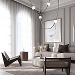 Подвесной светильник в форме дуги с белыми шарообразными плафонами Flos Wireline Lighting варинант исполнения - 4 | Loft Concept в Саратове