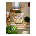 Кашпо с растительным и животным орнаментом на бронзовых ножках Turquoise Blooming Garden варинант исполнения - 5 | Loft Concept в Саратове