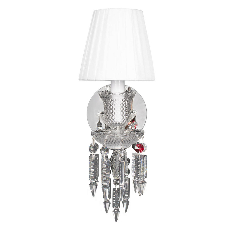 Бра с плиссированным абажуром и декоративными подвесками Lustre Reverie Черный Белый Прозрачное Стекло Бра с плиссированным абажуром и декоративными подвесками Lustre Reverie Черный Белый Прозрачное Стекло в Саратове | Loft Concept