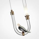 Подвесной светильник с декоративной фигуркой птицы на прозрачной изогнутой трубке Ganthea варинант исполнения - 5 | Loft Concept в Саратове