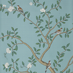 Обои ручная роспись Gustavian Garden Special Colourway on Duck Egg dyed silk варинант исполнения - 1 | Loft Concept в Саратове