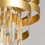 Люстра цвета матового золота с металлическими лентами и длинными прозрачными подвесками Gilded Waves варинант исполнения - 9 | Loft Concept в Саратове