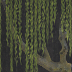 Обои ручная роспись Willow Original colourway on Edo Night painted silk варинант исполнения - 1 | Loft Concept в Саратове