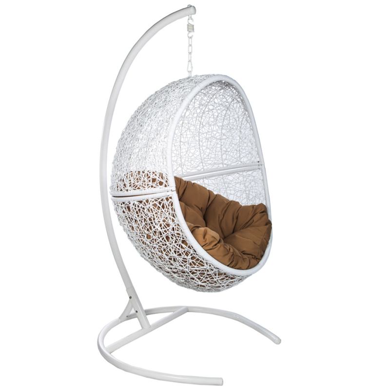 Подвесное уличное кресло Egg Cage white Коричневый Белый Подвесное уличное кресло Egg Cage white Коричневый Белый в Саратове | Loft Concept
